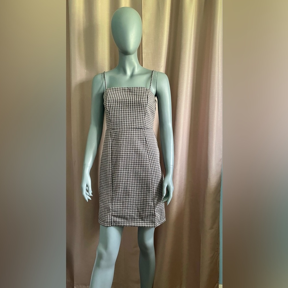 Altar'd State Medium Black & White Gingham Sheath Mini Dress GUC